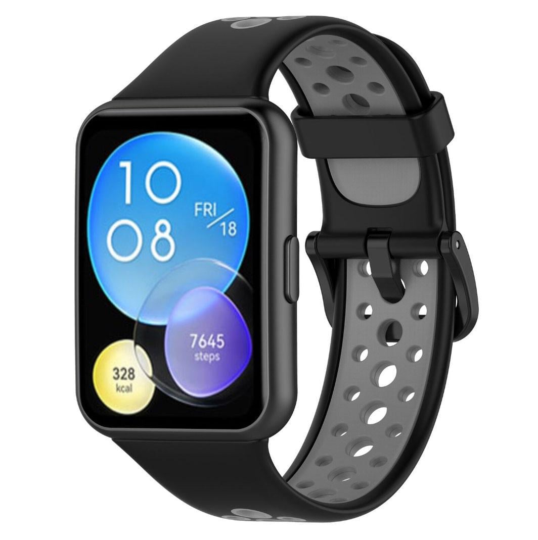 Ремешок силиконовый Primolux Perfor Classic для смарт часов Huawei Watch Fit 2 Black/Grey (1682612404)