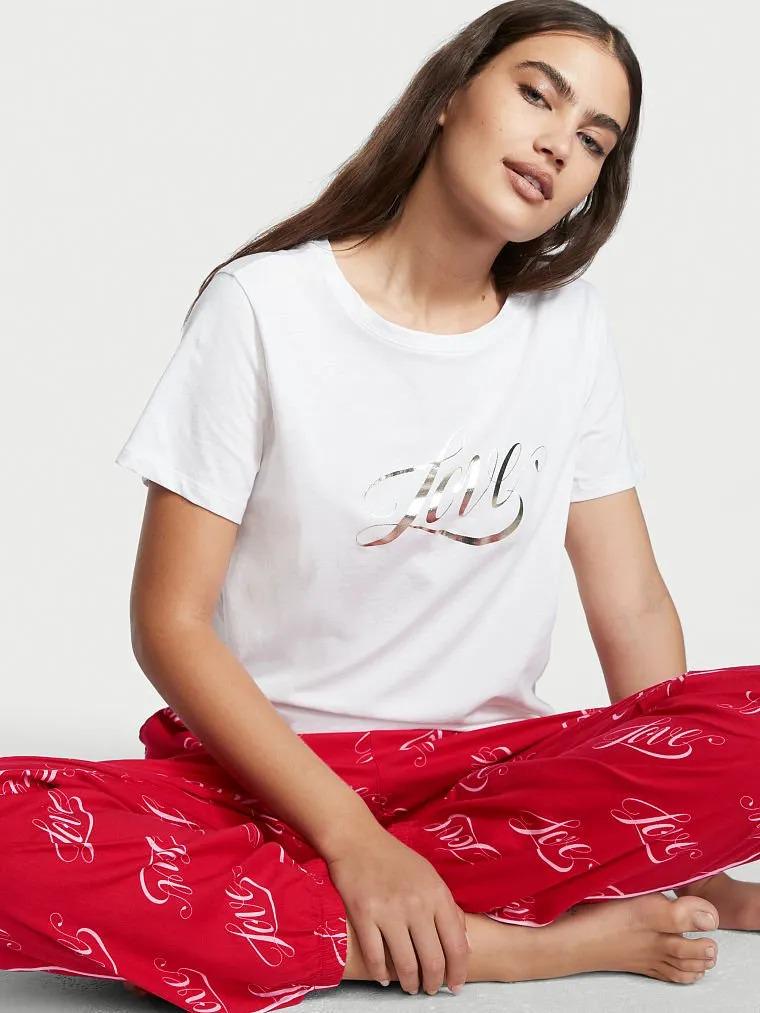 Піжама футболка/штани бавовна Victoria's Secret Flannel Tee-jama Set M Червоний (26382377) Піжама футболка/штани бавовна Victoria's Secret Flannel Tee-jama Set M Червоний (26382377)