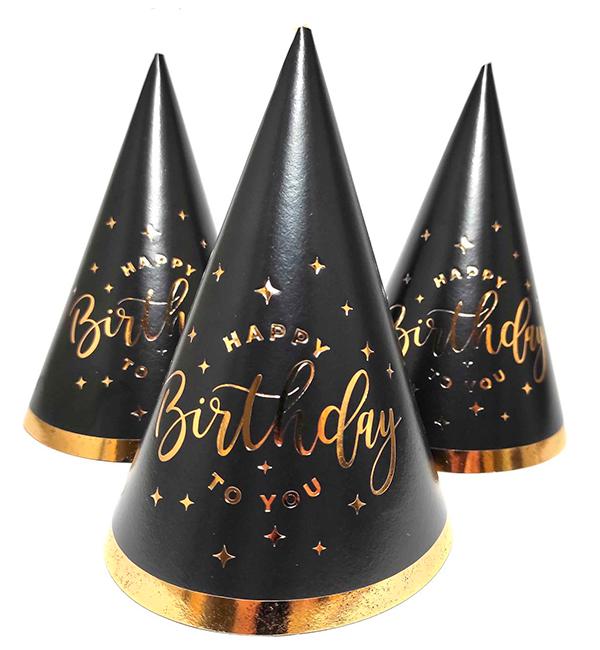 Колпачки бумажные Happy Birthday 15 см 5 шт. Черный (514018) Колпачки бумажные Happy Birthday 15 см 5 шт. Черный (514018)