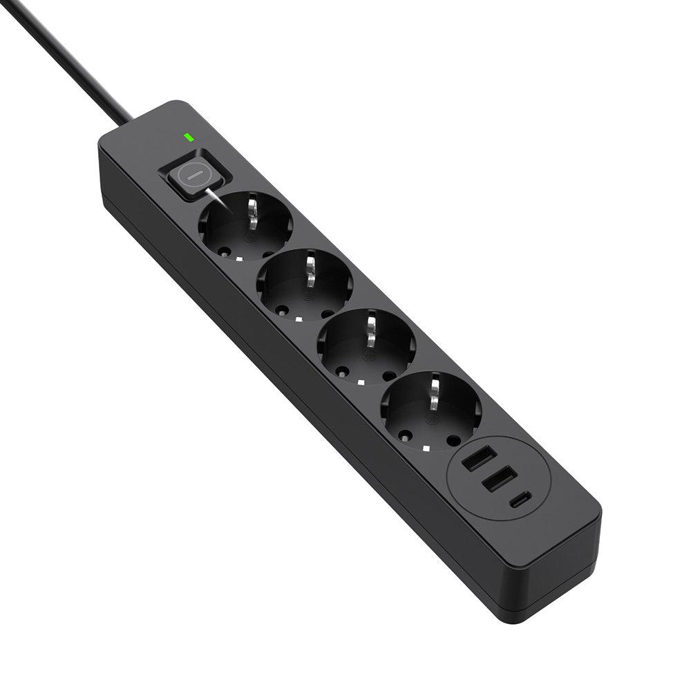 Удлинитель-фильтр сетевой СolorWay 4 розетки/2USB-A/1 TYPE-C 24W 2 м Black (CW-CHE432PDB) - фото 4