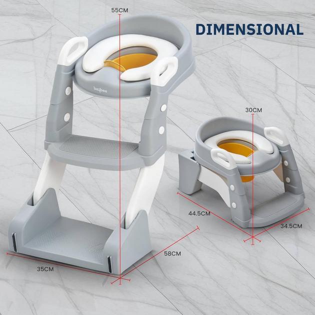 Сидіння на унітаз TOIMAYS дитяче складне зі сходами та ручками Рожевий - фото 4