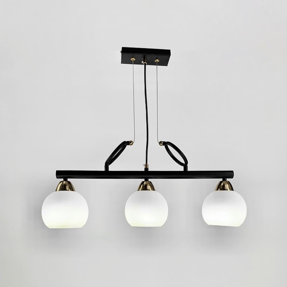 Люстра удлиненная Лофт на 3 белых плафона Бронза/Черный/Белый (YQ307/3 AB/BK/WT)