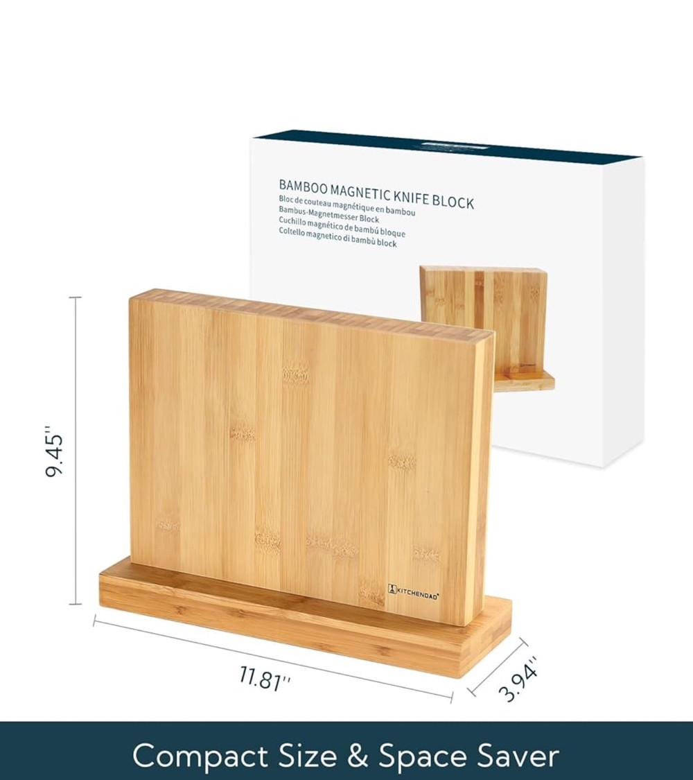 Блок для ножей магнитный KITCHENDAO из бамбука большой для кухни - фото 3 Блок для ножей магнитный KITCHENDAO из бамбука большой для кухни - фото 3