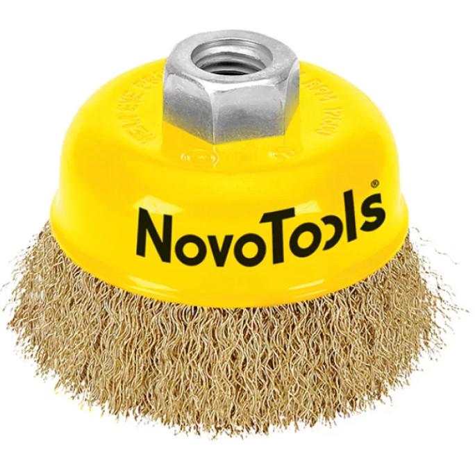 Чашечная проволочная щетка NovoTools NTWB6514BC 65 мм М14 с гофрированным проводом (22130)