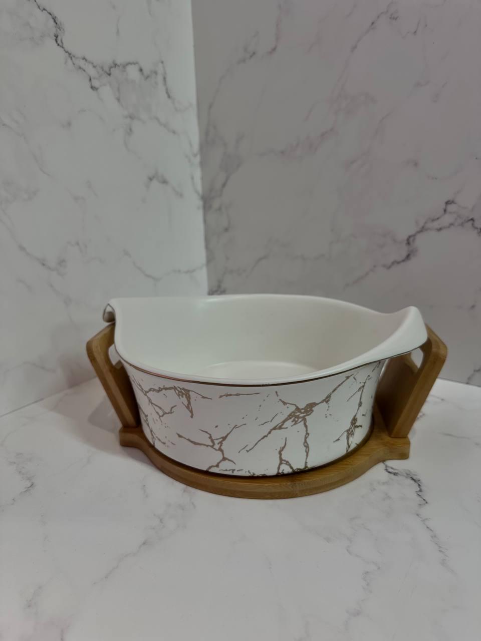 Салатник TS Kitchen HP20348W с подставкой керамика 29х22х9,5 см Белый (17708681)