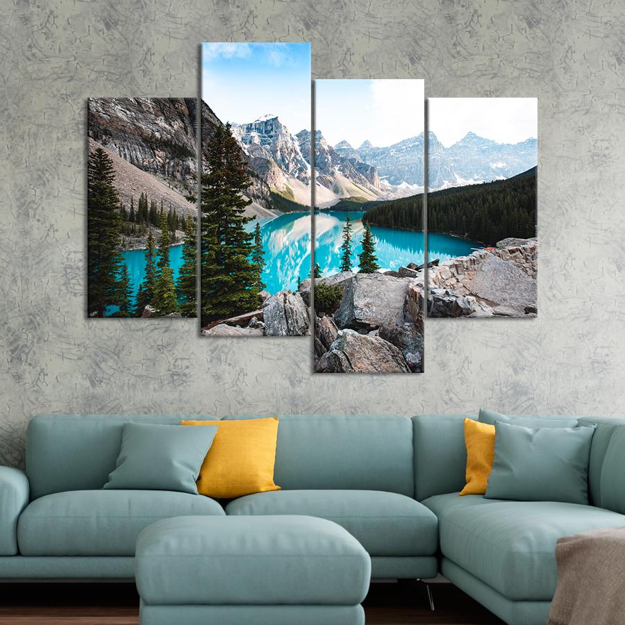 Картина природа Голубая вода горного озера Морейн 89x56 см (A1084-4)