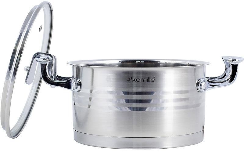 Набір каструль Kamille Casserote із нержавіючої сталі зі скляними кришками 1,7/2,4 /3,1 л - фото 5 Набір каструль Kamille Casserote із нержавіючої сталі зі скляними кришками 1,7/2,4 /3,1 л - фото 5
