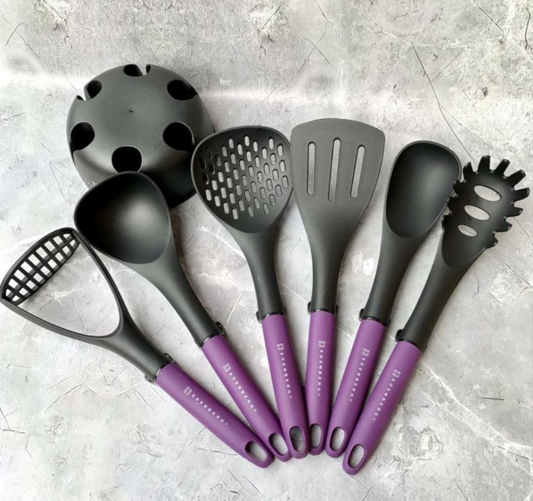 Набор кухонных принадлежностей Edenberg из нейлона на подставке 7 пр Фиолетовый (EB-3607) - фото 6