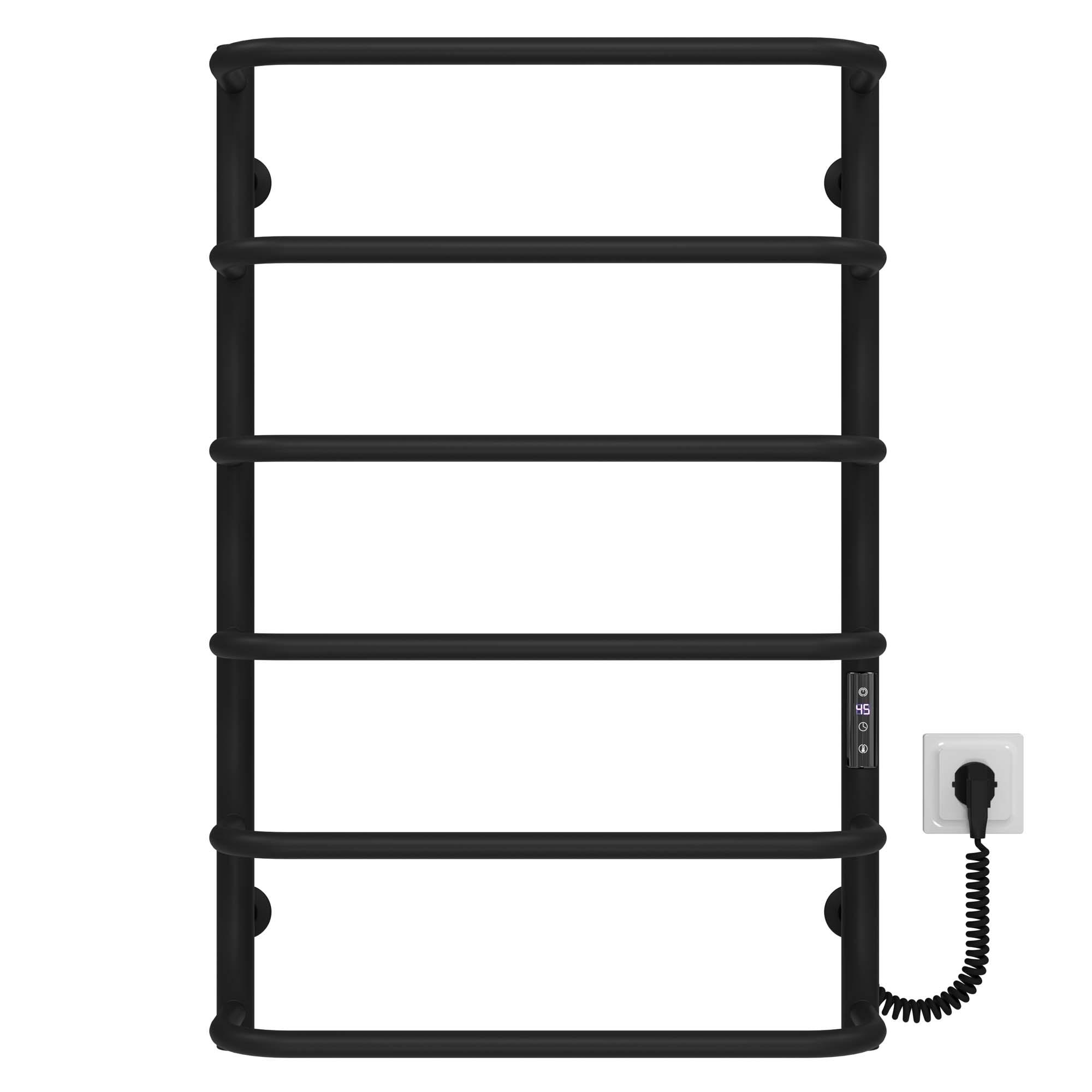 Полотенцесушитель электрический Deffi Стандарт П6 JD03 правое подключение нержавеющая сталь 500x800 мм Черный (C.SS.80.50.6.EBR1)