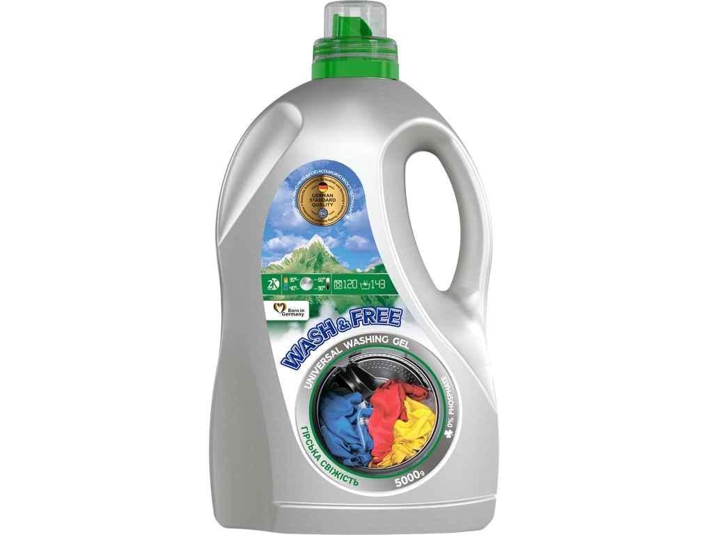 Гель для стирки Wash&Free универсальный Горная свежесть 5 л (944806)