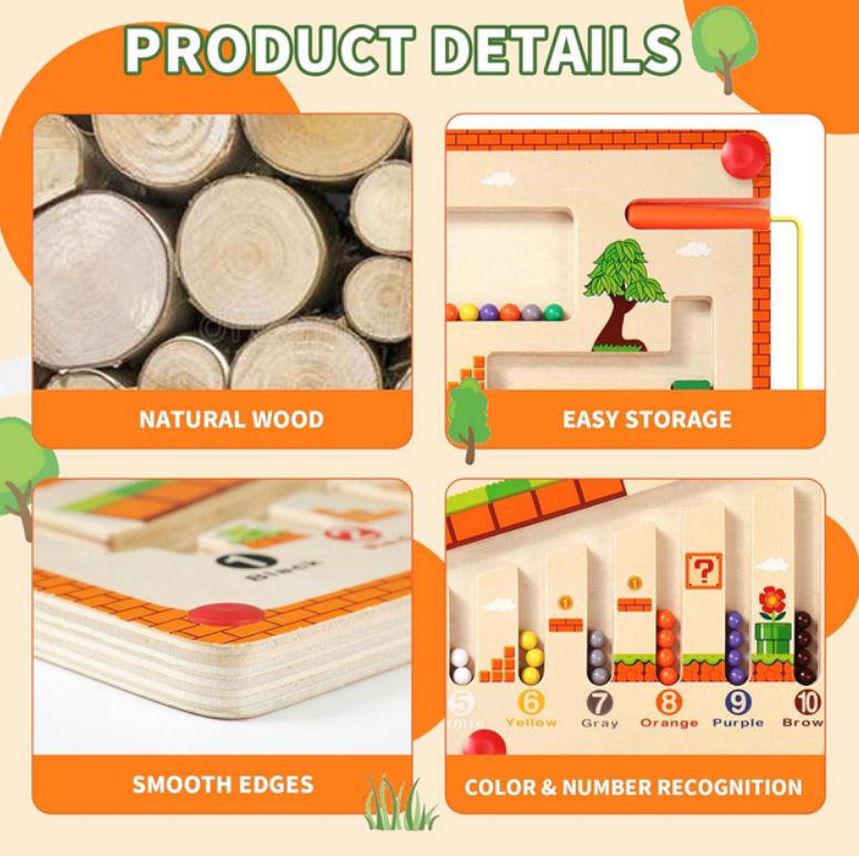 Игрушка для детей развивающая Монтессори деревянная сортер-лабиринт с магнитными шариками от 3 лет (25401839) - фото 7 Игрушка для детей развивающая Монтессори деревянная сортер-лабиринт с магнитными шариками от 3 лет (25401839) - фото 7