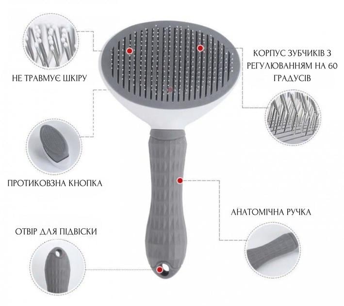 Щітка-пуходерка GRN14 для вичісування вовни із системою самоочищення (2039447584) - фото 4