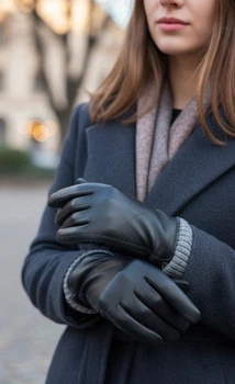 Перчатки женские из натуральной кожи р. 8 Черный (G-14)