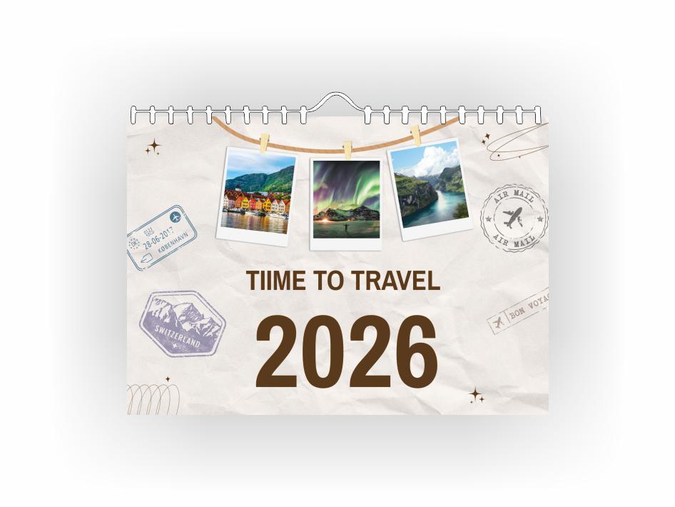 Календарь настенный Vivay Time to travel А3 на 2026 год (31064191)
