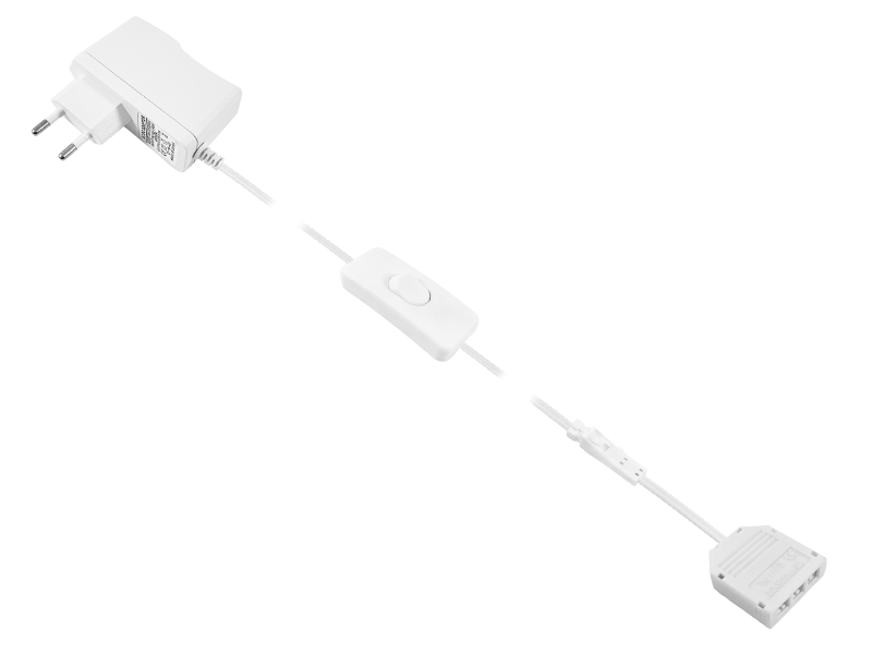 Блок питания 12 В MINI AMP 12 Вт с ручным выключателем и разветвителем на 3 разъема Белый