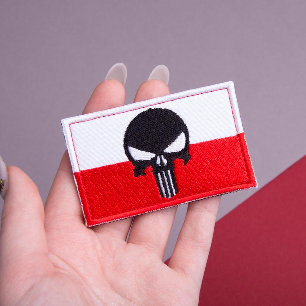 Набор шевронов на липучке Череп Карателя/Знамя Польши 5х8 см 2 шт. (25127) - фото 5 Набор шевронов на липучке Череп Карателя/Знамя Польши 5х8 см 2 шт. (25127) - фото 5