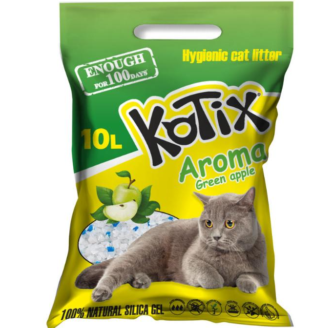 Наповнювач для лотків силікагелевий KOTIX Green Apple 3 шт. х 10 л (2845927254)