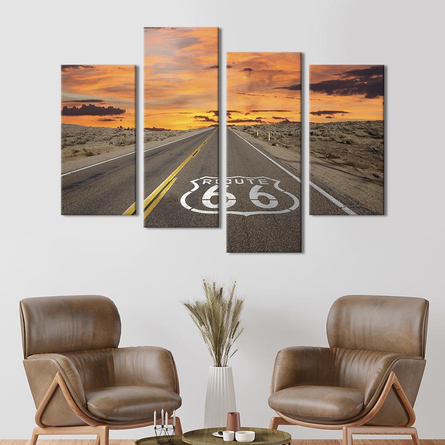 Картина модульная из 4 частей Шоссе 66 в США XL 149x106 см (503-42) Картина модульная из 4 частей Шоссе 66 в США XL 149x106 см (503-42)