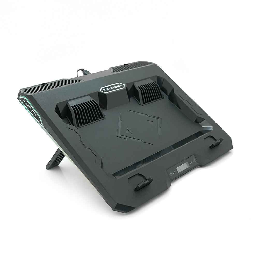 Подставка для ноутбука охлаждающая Ice Coorel a3 10 15,6 с lcd экраном регулируемая 2 вентилятора 60 мм Черный (YUT_V8158)