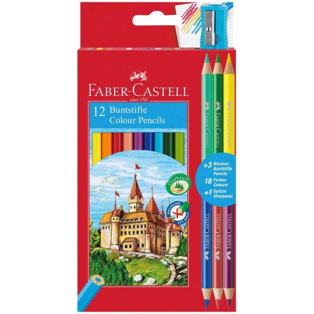 Набор цветных карандашей Faber-Castell BICOLOR картонный пенал 12 цветов (110312)