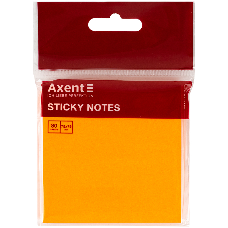 Бумага для заметок Axent 75x75 мм 80 листов 2414-15-A Оранжевый неоновый (4250266203486)