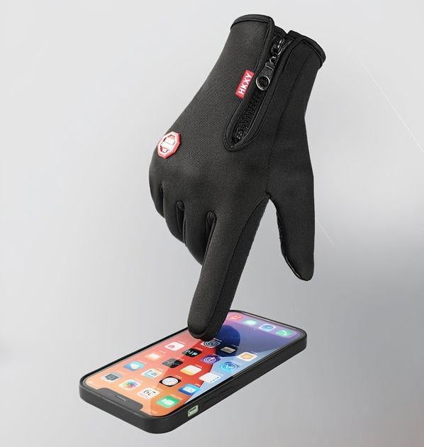 Перчатки на зиму мужские водоотталкивающие сенсорным XL Черный (295) - фото 2