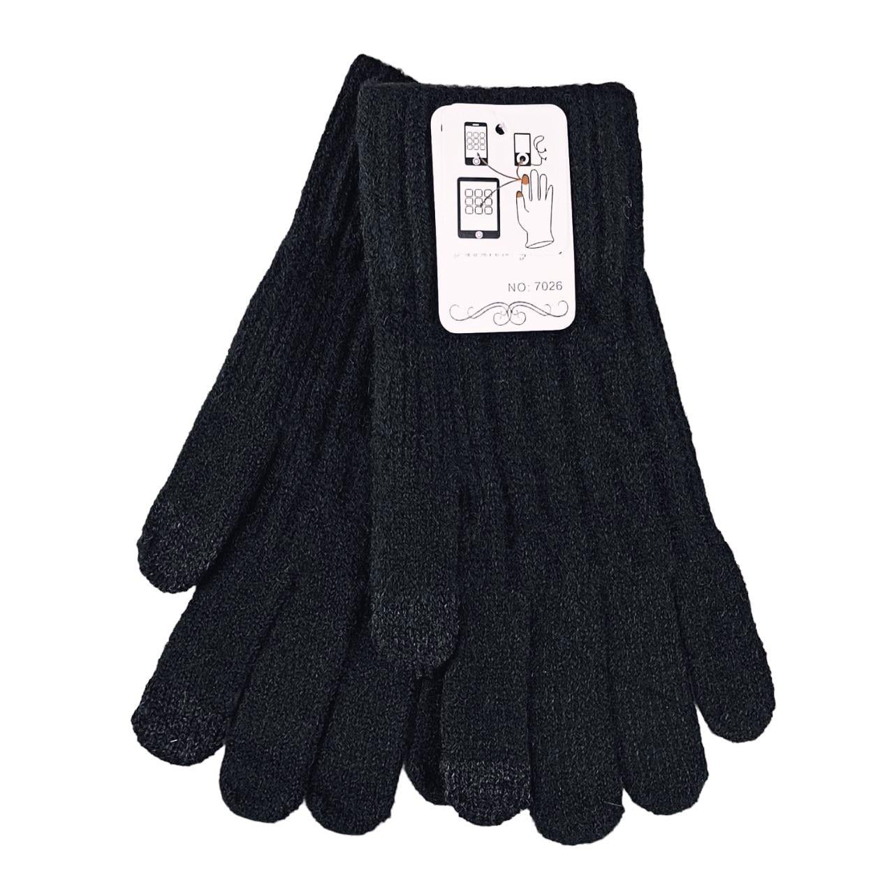 Перчатки женские сенсорные орнамент с начесом S-M Черный (47118)