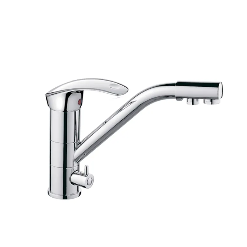 Смеситель для кухни Haiba Mars 021 с выходом для питьевой воды из латуни Стальной (HB0267)