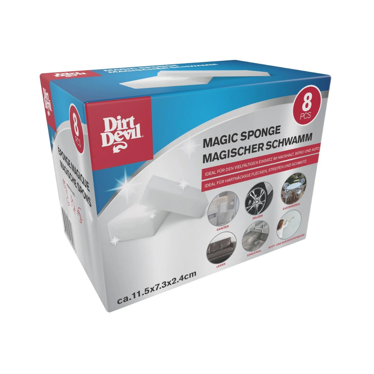 Губка меламиновая Dirt Devil Magic Sponge 8 шт. набор для уборки универсальный (DD_E9_620)