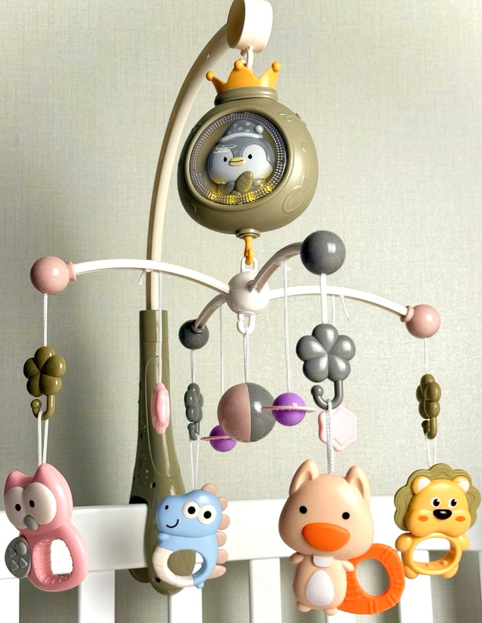 Карусель мобиль с проектором на коляску/кроватку Бежевый (29437420)