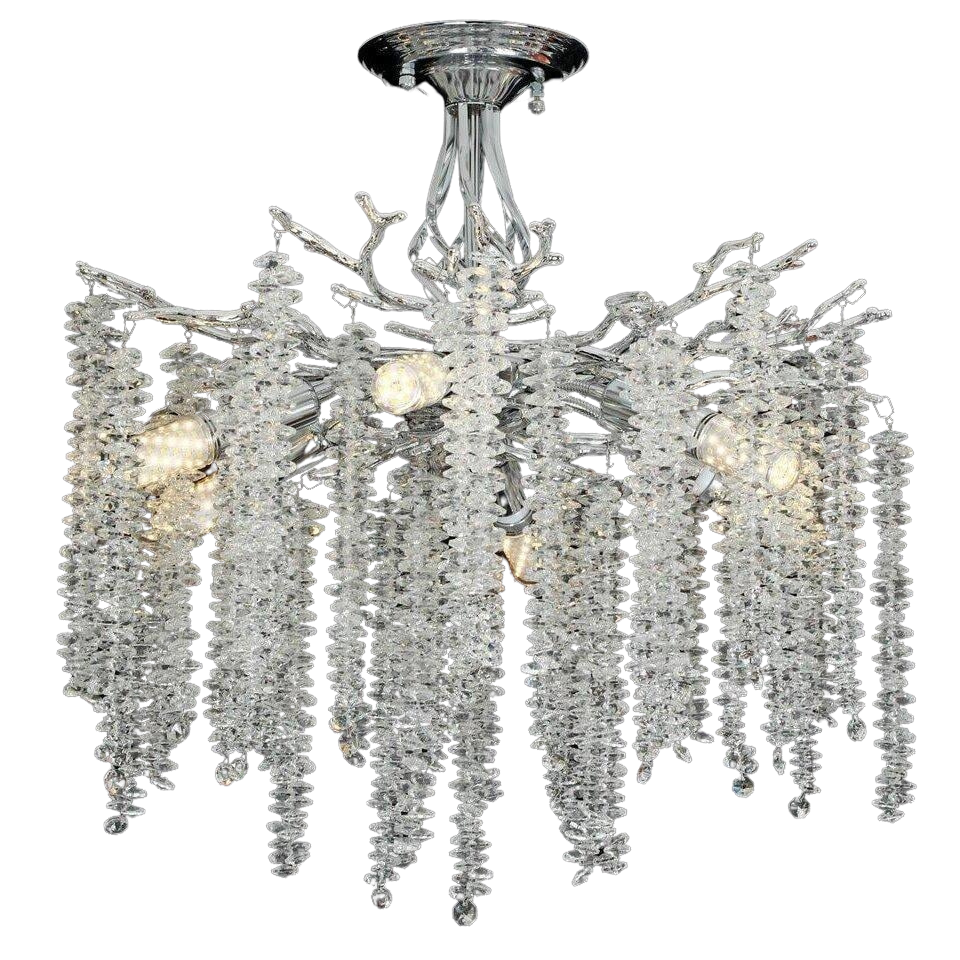 Люстра Sirius с хрустальными подвесами под шесть ламп G9 Хром (Ш C33027-460 CH)
