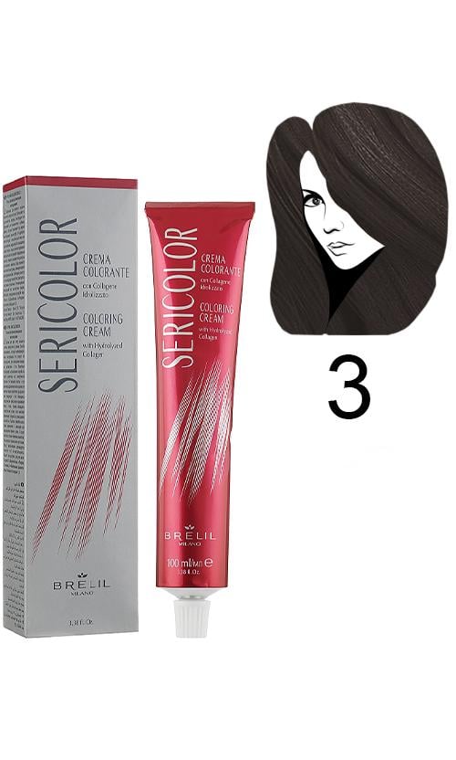 Фарба для волосся Brelil Sericolor Coloring Cream 3 Dark Chestnut (30892)