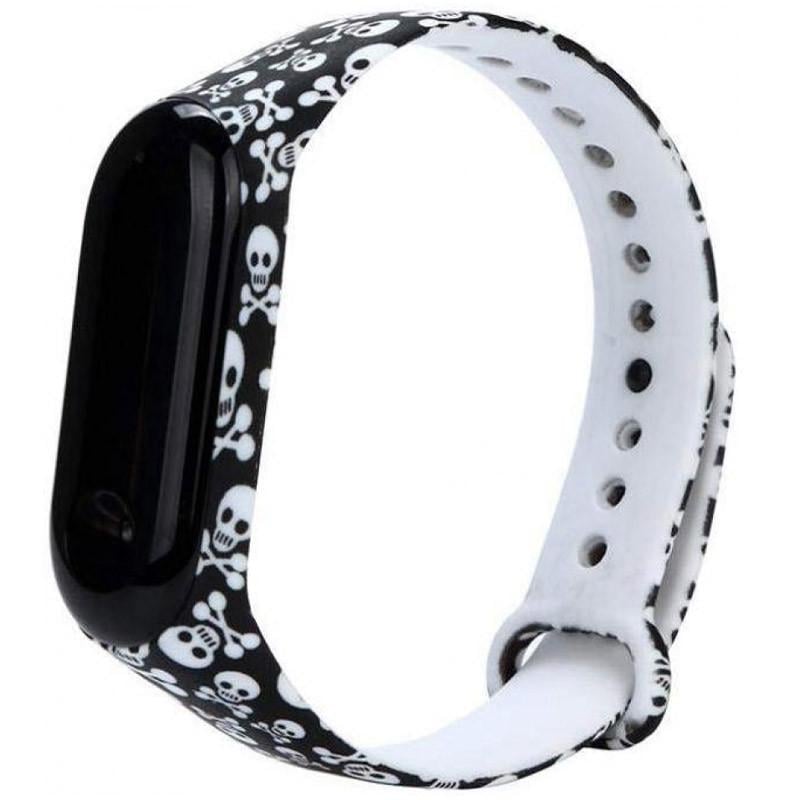 Ремінець силіконовий для Xiaomi Mi Band 3/4 Чорний/Черепи (00000026065_8)