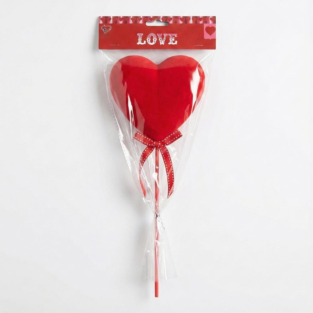 Серце флокове декоративне на паличці 33 см 8 комплектів (2021-002)