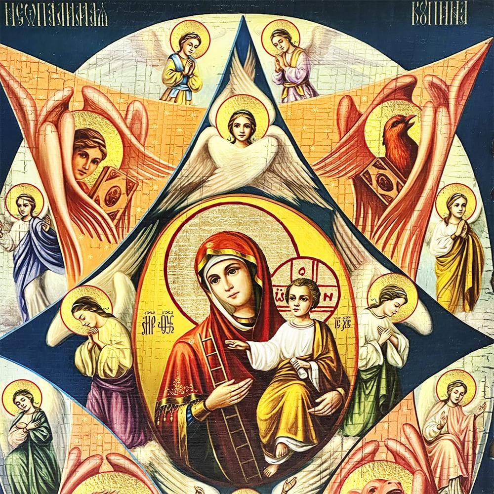 Ікона Богородиця Неопалима Купина під старовину 21х28 см (4003-3) - фото 3 Ікона Богородиця Неопалима Купина під старовину 21х28 см (4003-3) - фото 3