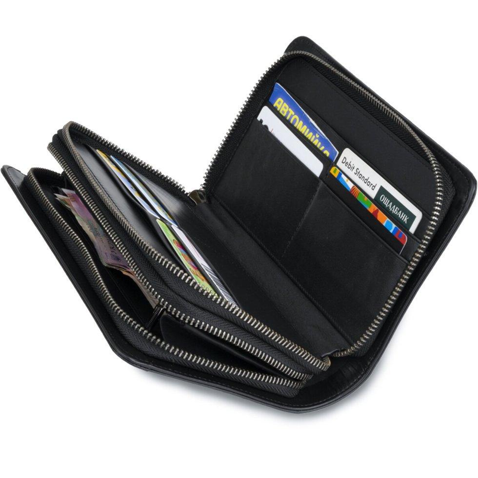 Клатч-барсетка мужской 714657 натуральная кожа ремешок на руку Черный (1939511201) - фото 4