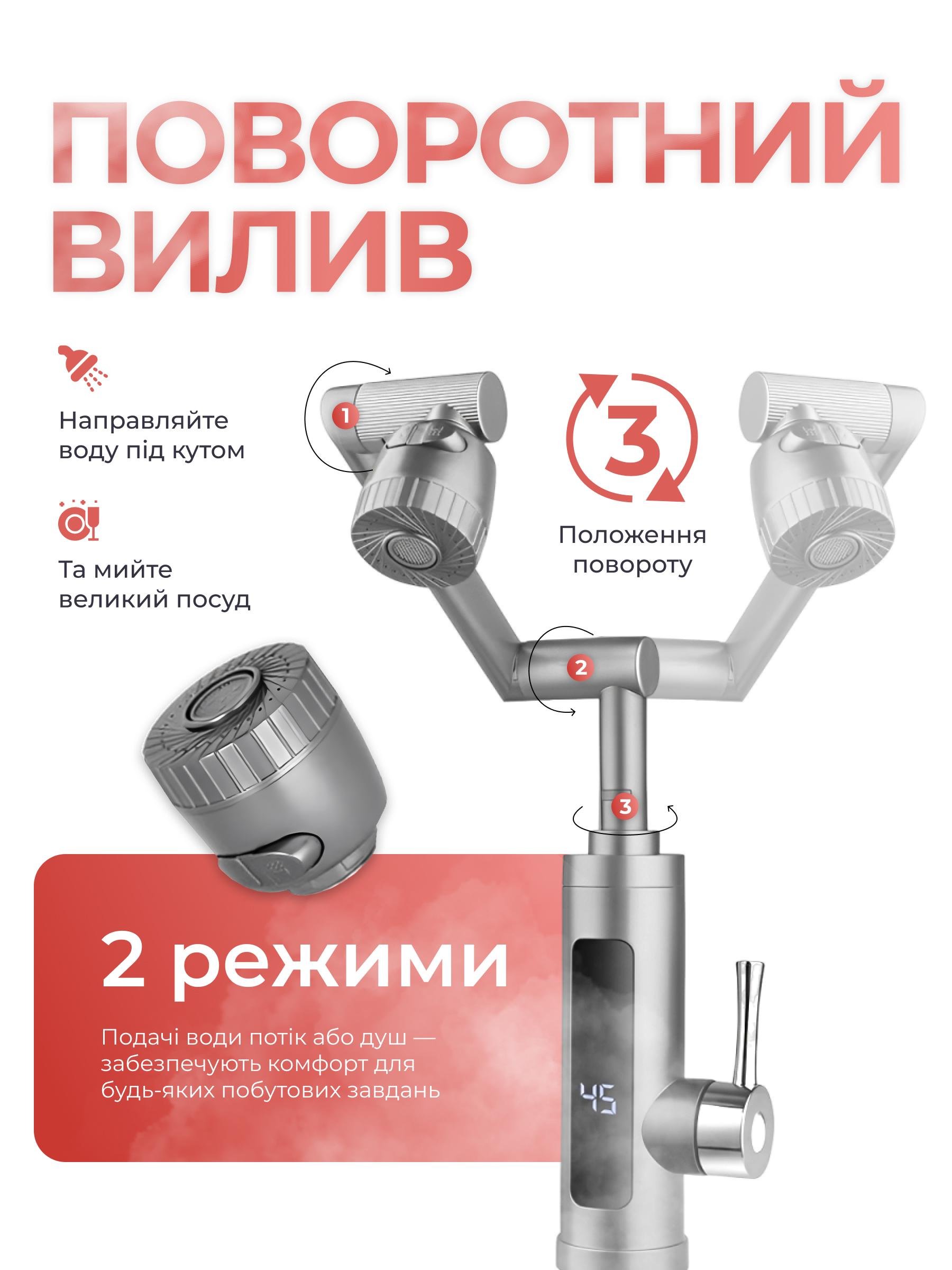 Водонагреватель проточный с подогревом электрический для кухни мини LED экран 3,3 кВт - фото 4 Водонагреватель проточный с подогревом электрический для кухни мини LED экран 3,3 кВт - фото 4