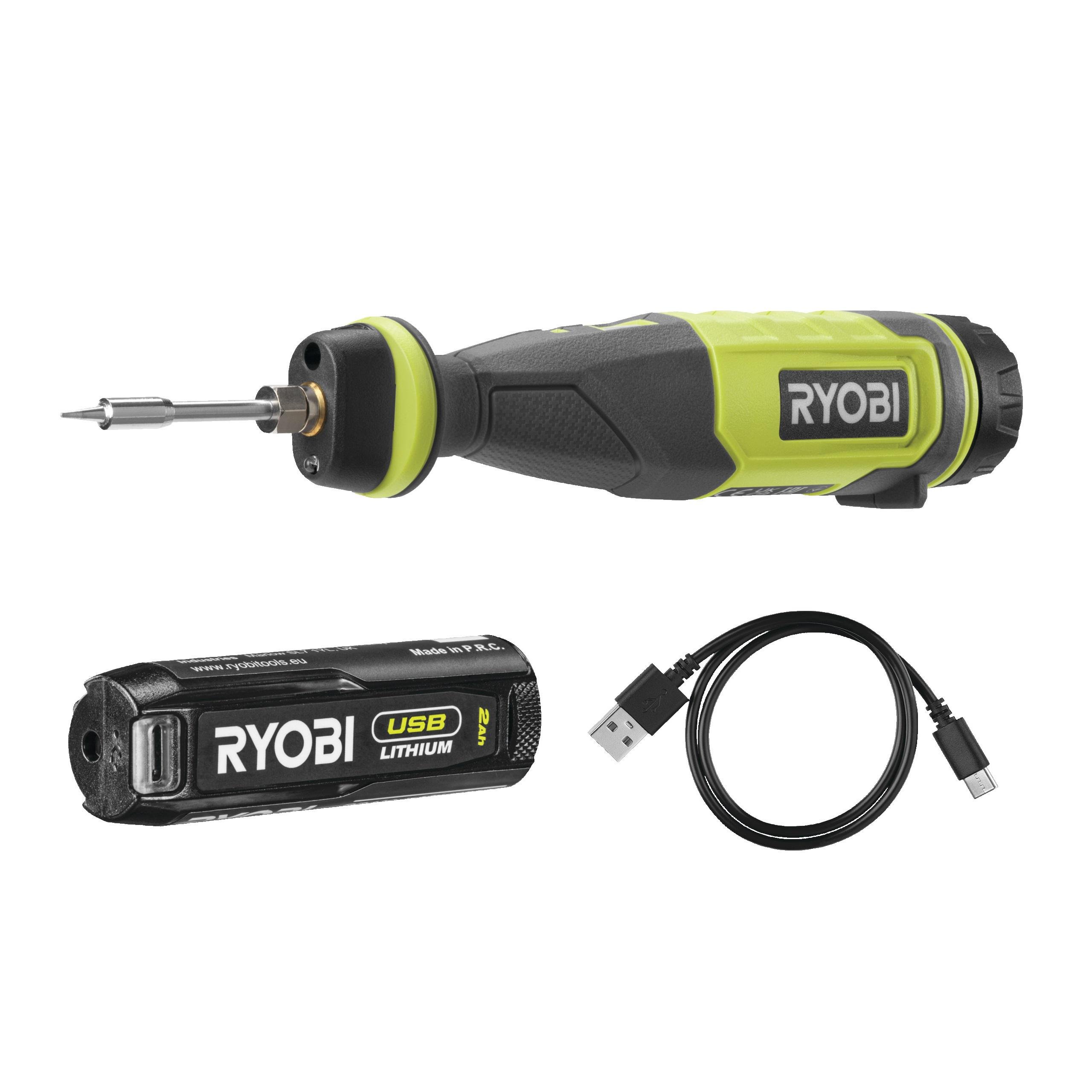 Паяльник акумуляторний Ryobi USB Lithium RSI4-120G 4В 2А·год 460°С світлодіодне підсвічування (ERC-5133006146)