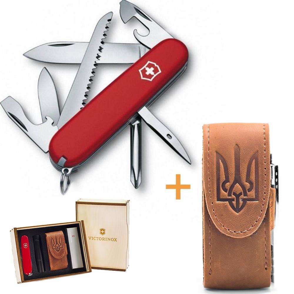 Комплект Victorinox нож Hiker Red 1.4613/чехол для ножа универсальный на липучке/фонарь - фото 3