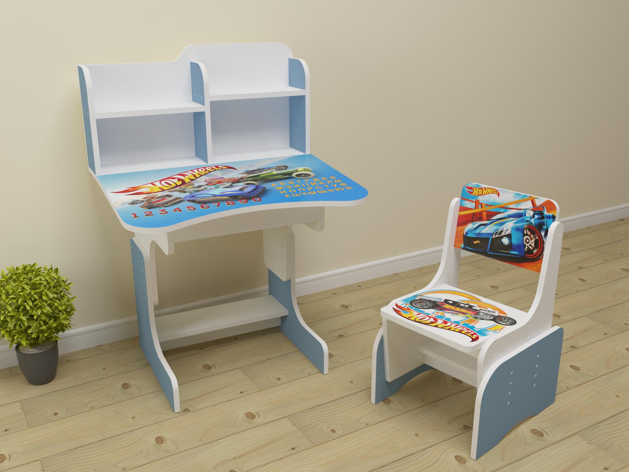 Комплект парта і стілець-трансформери Хот Вілс від 3 років Блакитний (030)