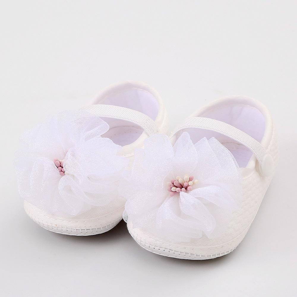Пинетки-туфельки праздничные Мак с цветком 12 см Белый (13070012501)