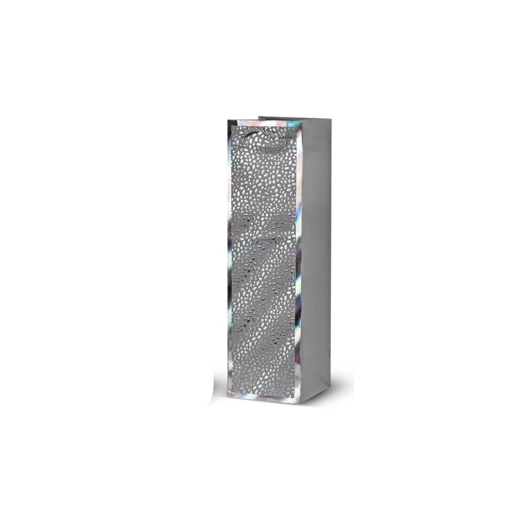 Подарочный пакет бумажный под бутылку Sparkling 11х11х38 см Серый (R33253)
