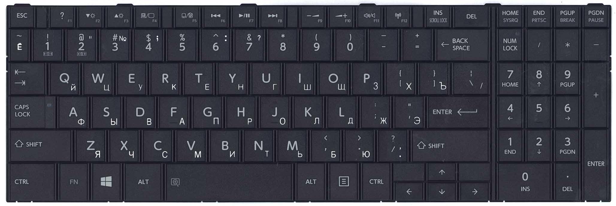 Клавиатура для ноутбука Toshiba Satellite С50-B Black