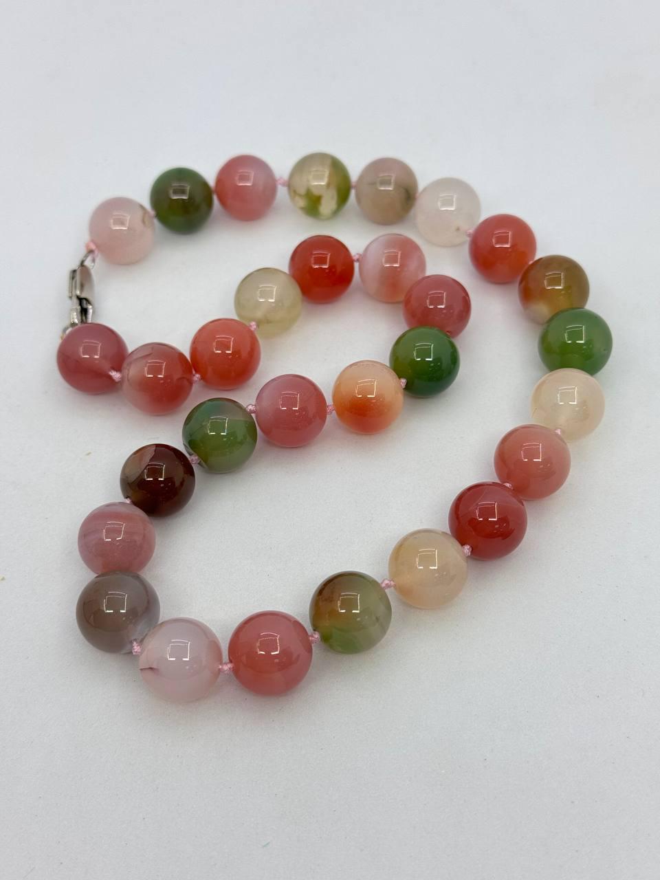 Намисто з агату 12 мм 40 см Комбінований (12565) Намисто з агату 12 мм 40 см Комбінований (12565)