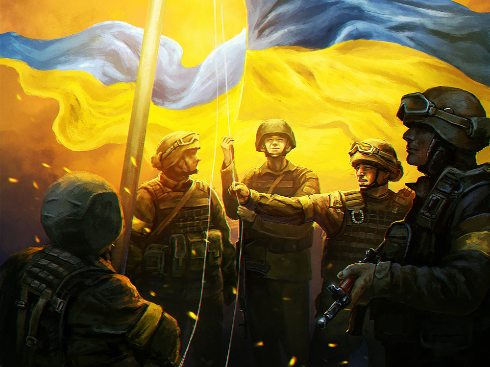 Алмазная мозаика Чарівний діамант Солдаты Украины 60x45 см (КДИ-1371)
