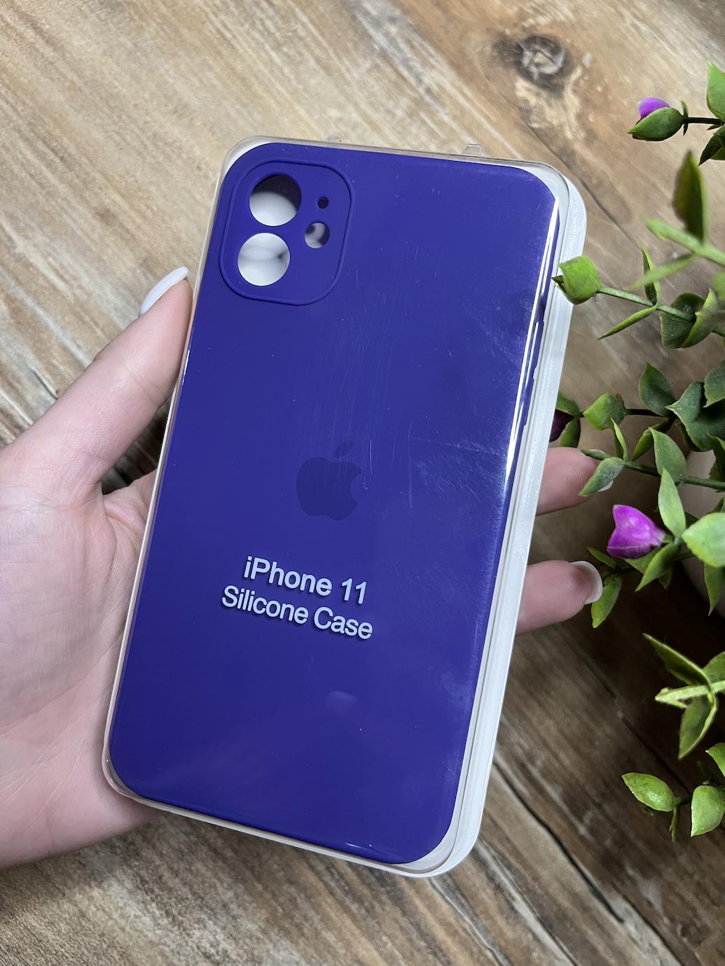 Чехол накладка на iPhone (Айфон) 11 квадратные борта silicone case full camera Apple - фото 1