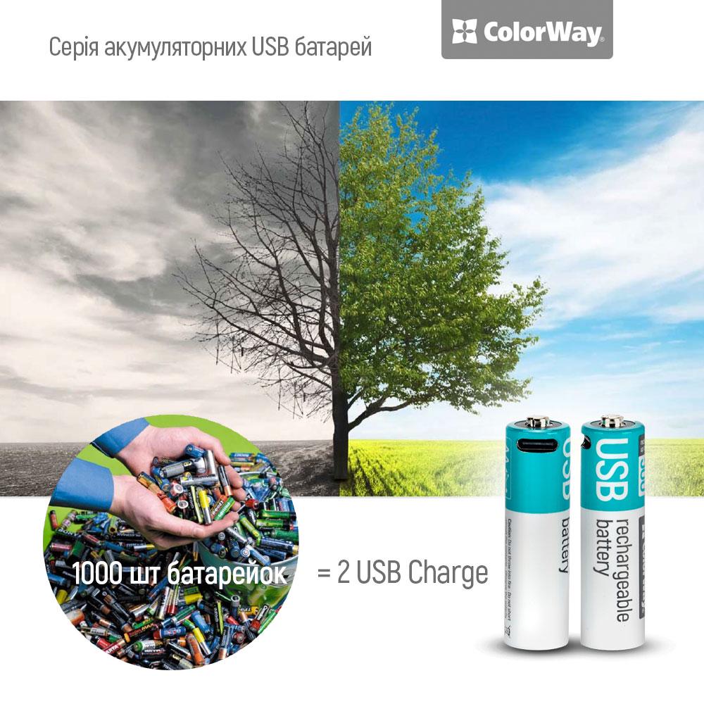 Батарея акумуляторна ColorWay AA USB-C Li-Polymer 2pc 1,5 В 2200 мАг 2 шт. (CW-UBAA-10) - фото 11