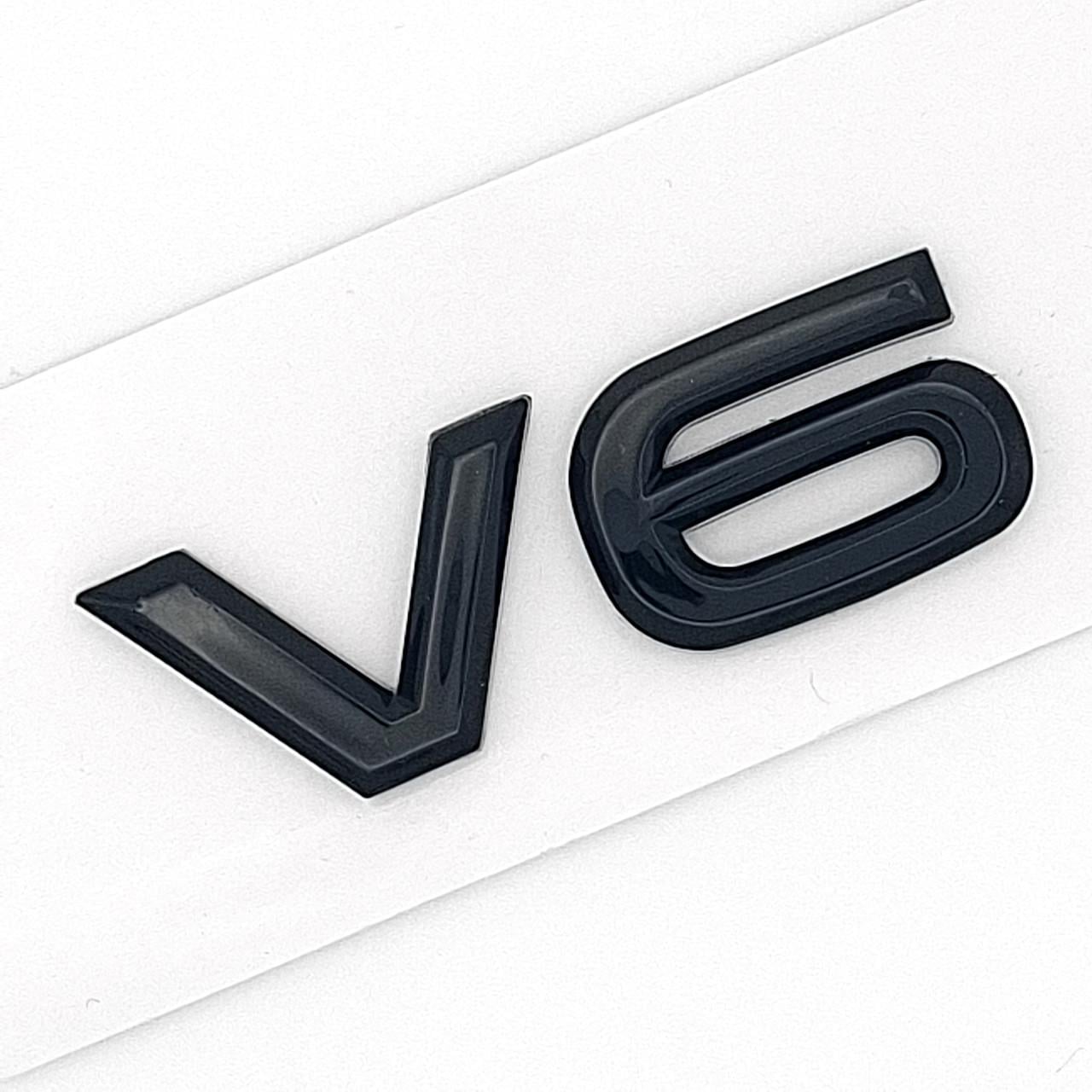 Эмблема надпись V6 Volkswagen ABS 6,5х1,8 см Черный глянцевый (2835055419)