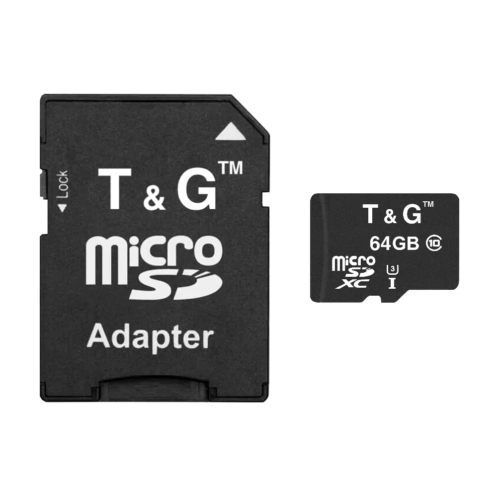 Карта пам'яті з адаптером T&G 64 Гб MicroSDХС 104 Мб/с швидкісна Чорний (743639293463)