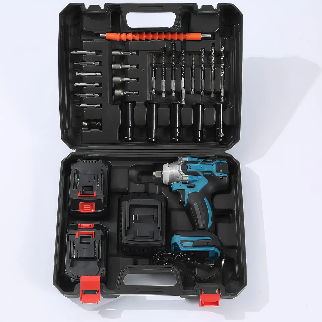 Гайковерт ударний на акумуляторі з додатковими насадками 25 шт. та 2 акумулятори у кейсі (TH10)